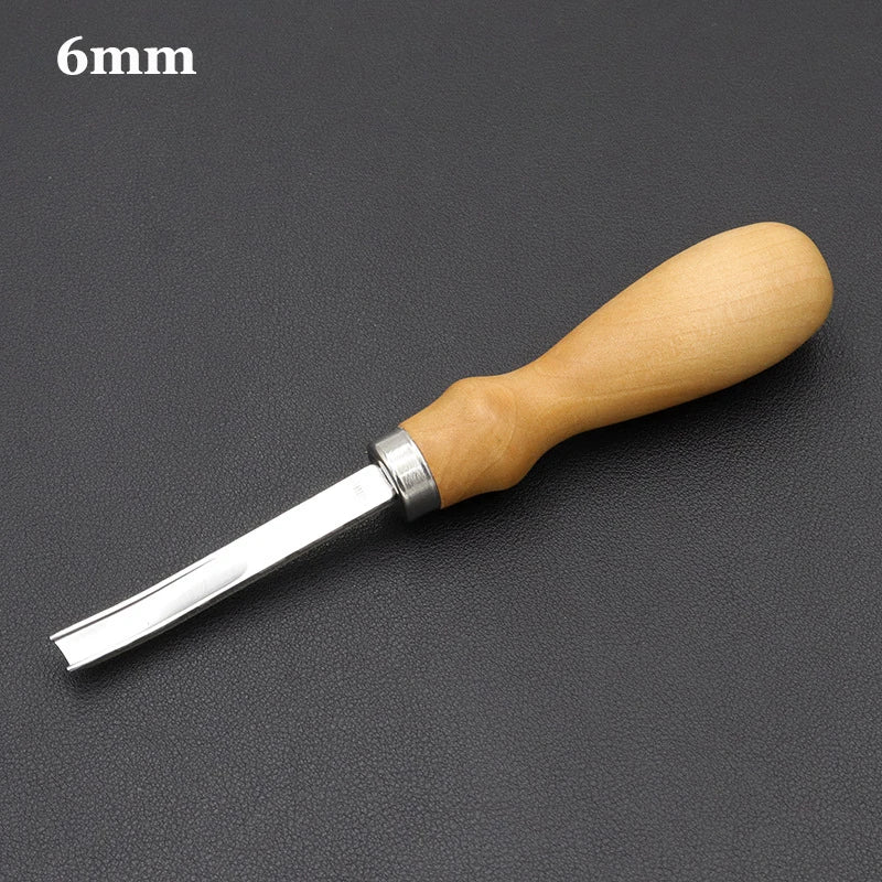 4mm-16mm Leather Edge Beveler Knife – Practical Skiving & Trimming Tool with Wood Handle for DIY Leathercraft