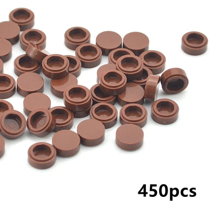 450PCS Round 1x1 Flat Stud Building Block Accessories – Colorful MOC-Compatible Creative Toy Parts Set for DIY Construction