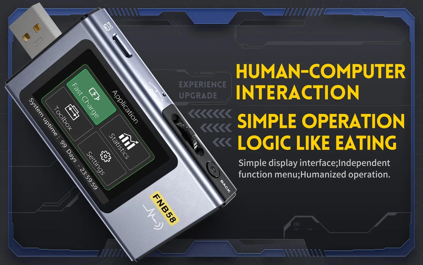 FNB58 USB Tester Voltmeter – TYPE-C Fast Charge Detection, Ammeter, Capacity & Ripple Measurement Tool