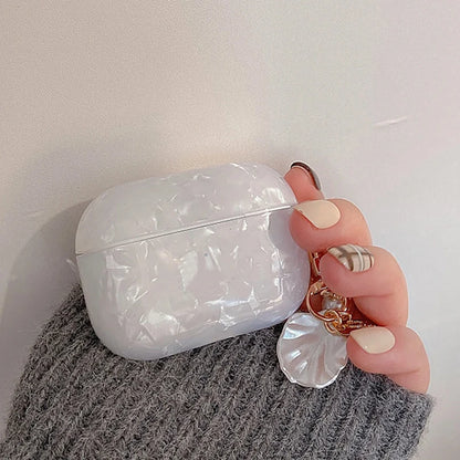 Dreamy Pearl Shell AirPods Case with Keychain – Soft Protective Cover for AirPods Pro 2/1, 3, 2, 1