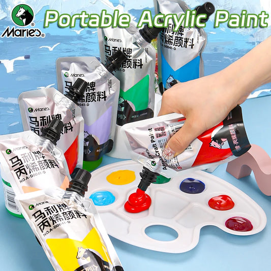 Marie's 100ml Acrylic Paint Set – Waterproof Assorted Colors for DIY Crafts, Rock, Wood & Professional Artist Painting