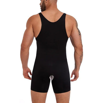Men’s Sleeveless Bodysuit Shaper — Full Body Compression Undershirt, Tummy Control Slimming Vest Shapewear