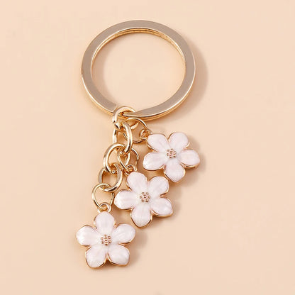 Sakura Flower Enamel Keychain - Colorful Cute Key Ring Handbag Accessory Gift for Women & Girls