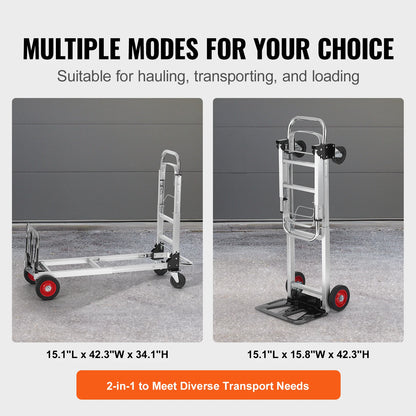 VEVOR Lightweight Folding Hand Truck 400 lbs Capacity Dolly with Wheels for Moving & Warehouse Use   1/2