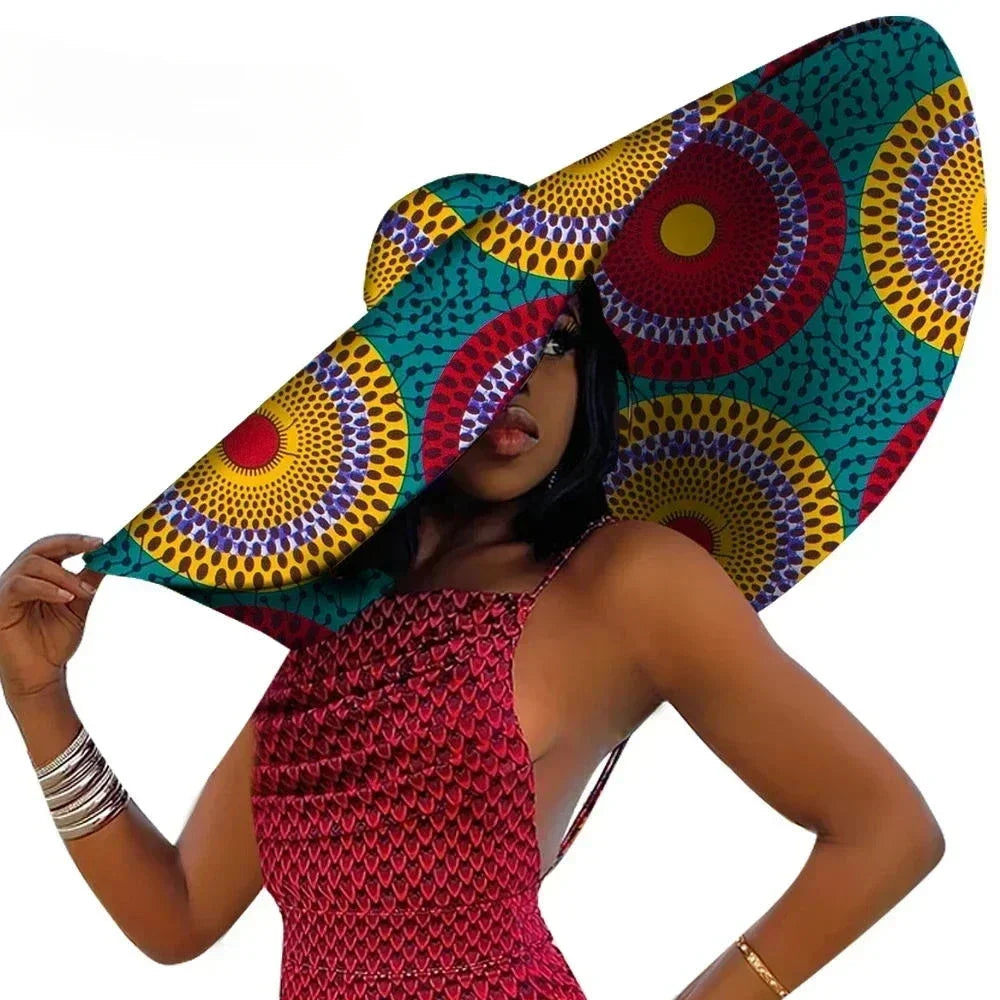 African Ankara Sun Hat - Women's Large Brim Summer Beach Hat
