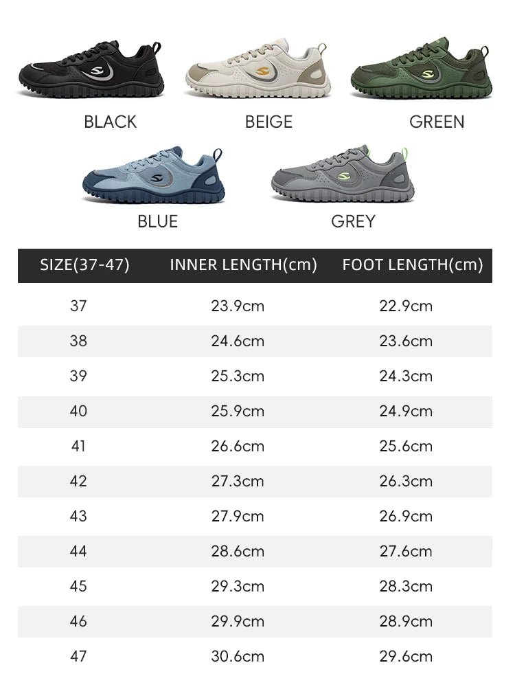 HOBIBEAR Unisex Wide Toe Sneakers — Comfortable Lace-Up Walking Shoes, Breathable Outdoor Travel Sneakers