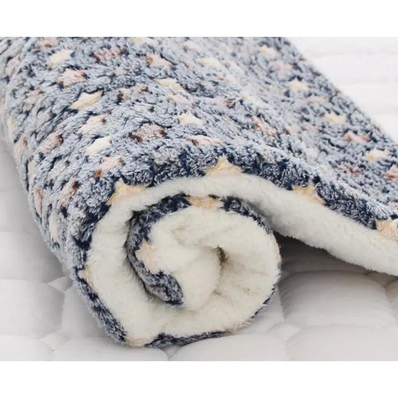 Warm Fleece Pet Sleeping Mat - Soft Thickened Bear Pattern Dog & Cat Bed Blanket Washable Pad