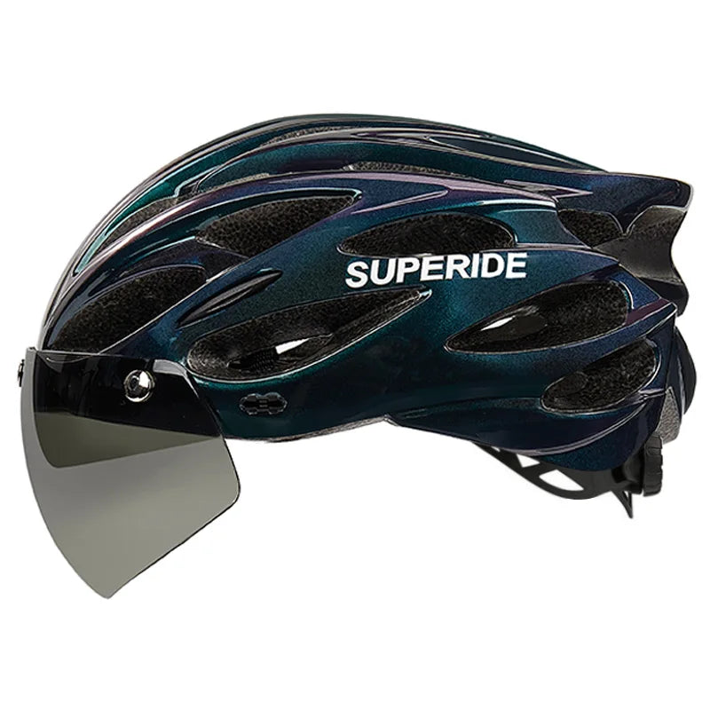 SUPERIDE Ultralight Cycling Helmet - In-Mold Road & MTB Bike Helmet with Magnetic Goggles & Sun Visor for Men & Women