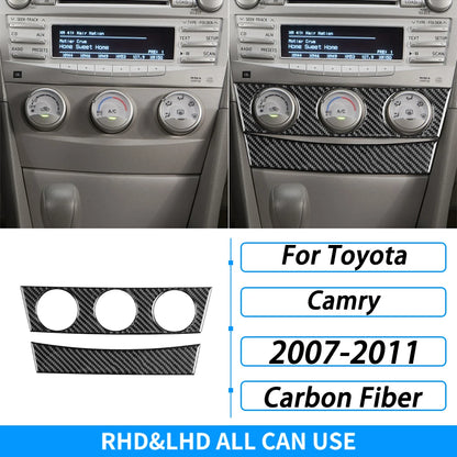 Toyota Camry 2007–2011 Carbon Fiber Interior Trim Set - Center Console, Gear Shift & Air Vent Decorative Covers