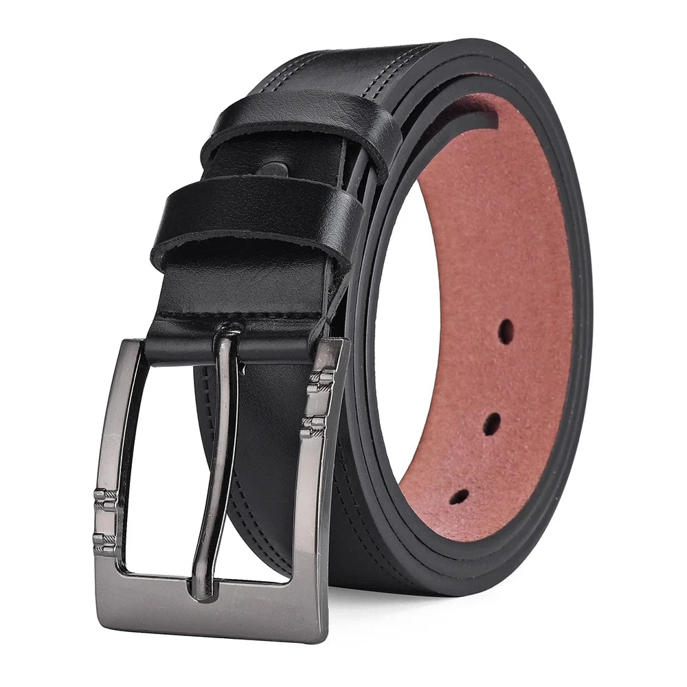 Genuine Leather Men's Belt – High-Quality Buckle, Cowskin Casual & Business Waistband, Male Fashion Designer 2024 New