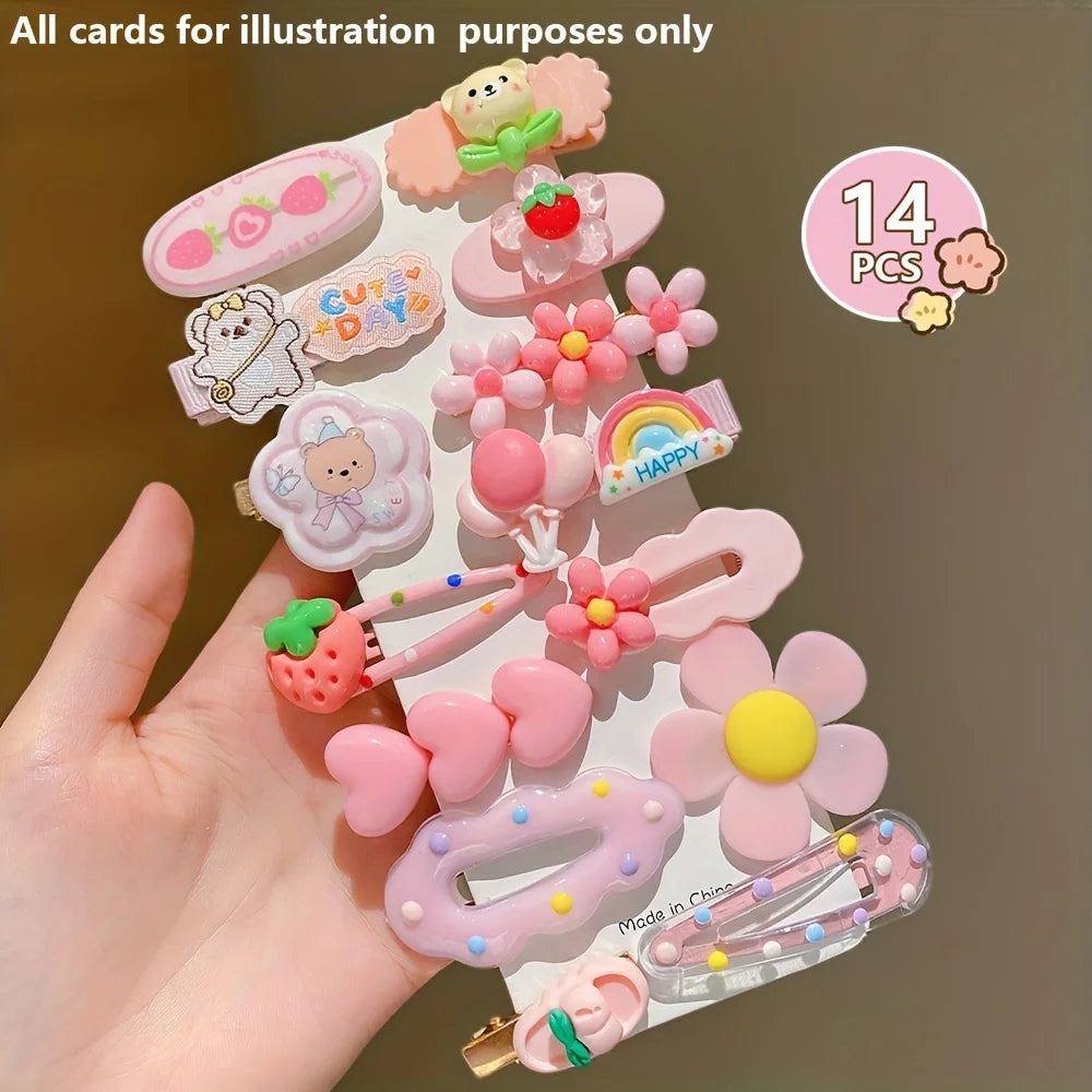 14-Piece Sweet Pink Hairpins - Cute Versatile Hair Accessories for Girls, Everyday Styling & Special Occasions