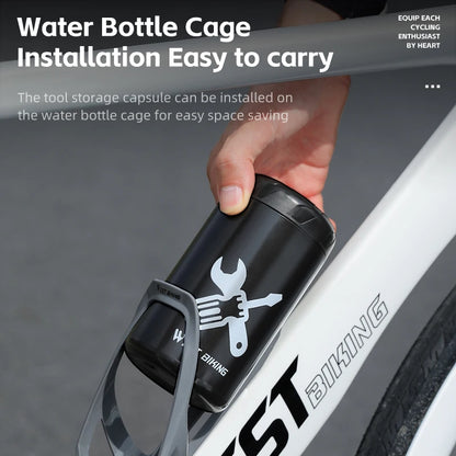 WEST BIKING Bicycle Repair Tool Capsule – Portable Waterproof Toolkit with Bottle Cage for MTB & Road Bikes