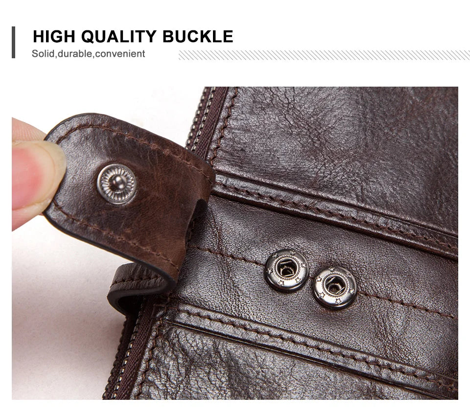 CONTACT'S Men’s Genuine Leather Clutch Wallet – Long Vintage Wallet with Card Holder, Zipper Coin Purse & Money Bag