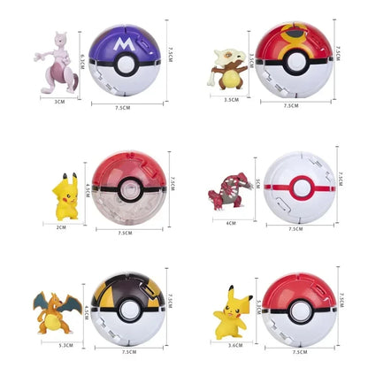 Pokemon Pokeball Figurine — Anime Action Figures including Pikachu & Charizard, Kids Collectible Toy Gift