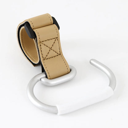 PU Leather Stroller Hooks - 360° Rotating Multifunctional Bag Clips & Stroller Accessories Gift
