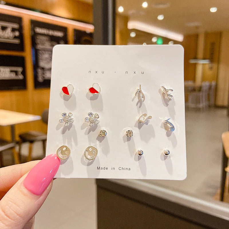 New S925 Silver Needle Stud Earrings Set – Simple & Cute Mini Earrings for Women & Girls, Exquisite Jewelry Gift