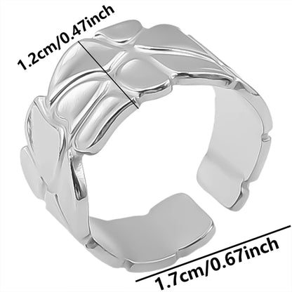Stainless Steel Chunky Open Ring — Textured Vintage Lava Design for Men & Women