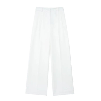 TRAFZA Women’s 2-Piece Set — Sleeveless Halter Vest Top with High-Waist Wide Leg Pants & Zipper Pockets