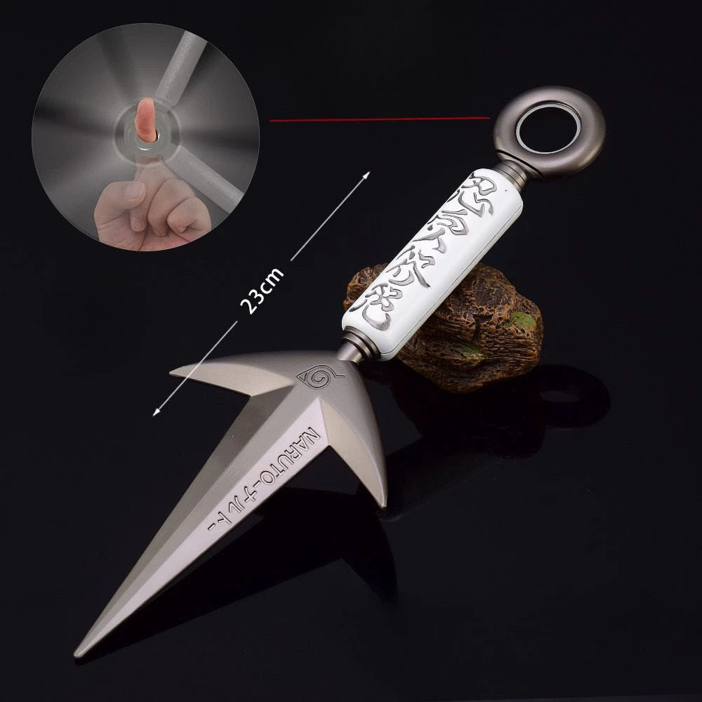 Namikaze Minato Flying Thunder God Kunai – 23cm Rotatable Metal Ninja Weapon Model, 3 Styles Collectible Toy