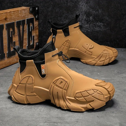 Men's High Top Shoes - Waterproof Anti-Slip Side Zipper Work & Sports Sneakers for Autumn