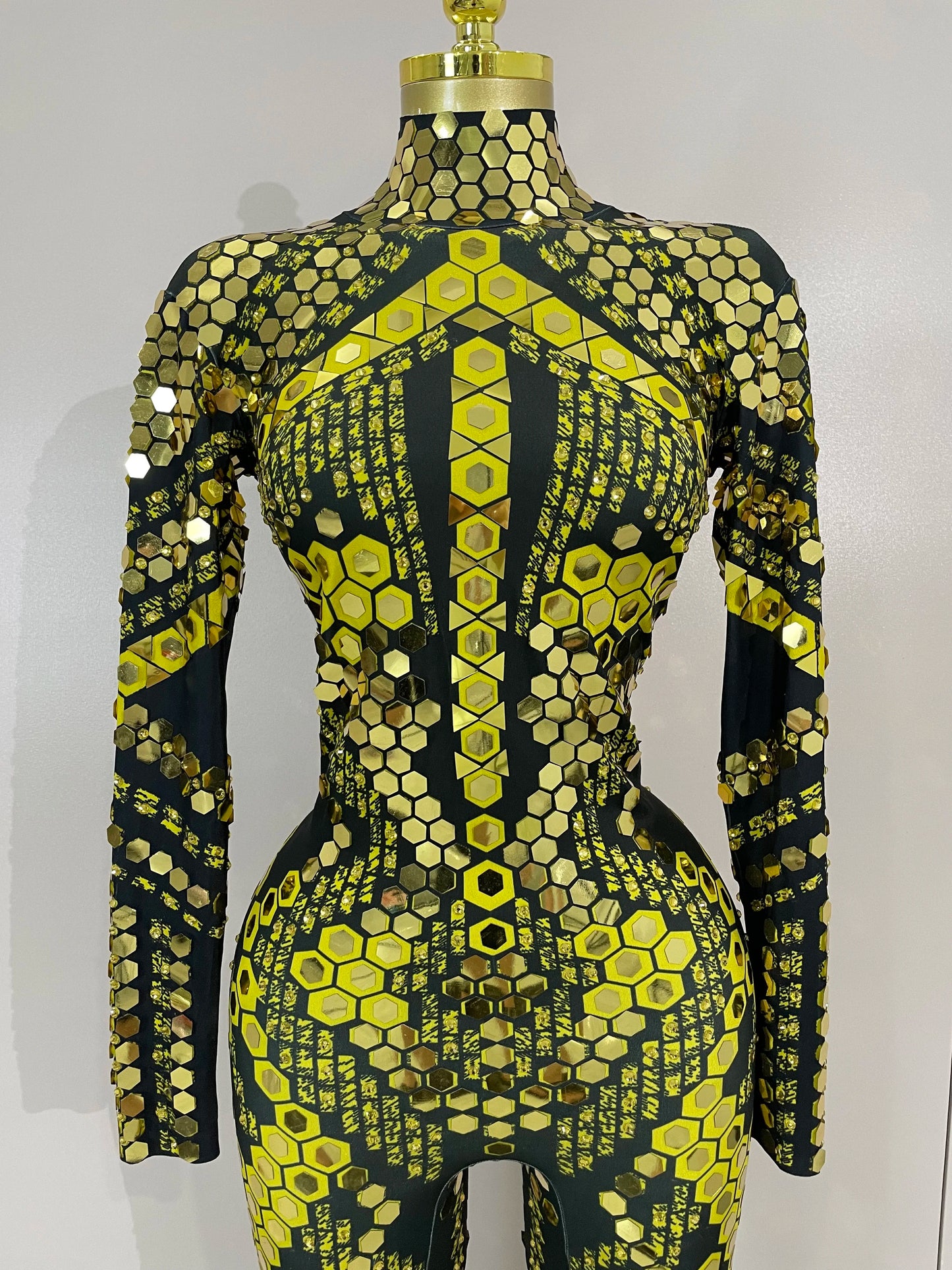 Sexy Shiny Silver Sequin & Black Spandex Jumpsuit — 2025 Women’s Prom, Dancer & Stage Performance Costume