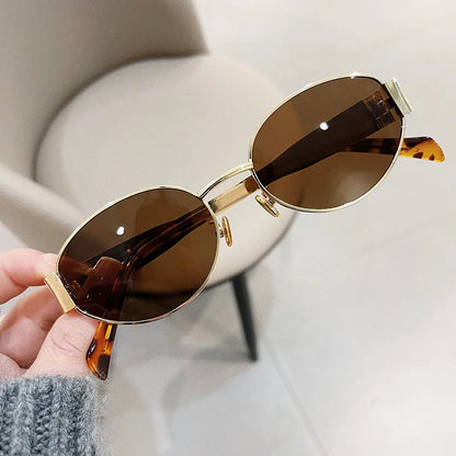 Fashion Oval Retro Sunglasses for Women – Classic Metal UV400 Goggles, High-Quality Outdoor Eyewear for Men & Women