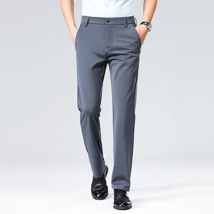 Men's Summer Fashion Suit Pants – Thin Business Casual Elastic Straight Leg Formal Trousers | Plus Size 28-42