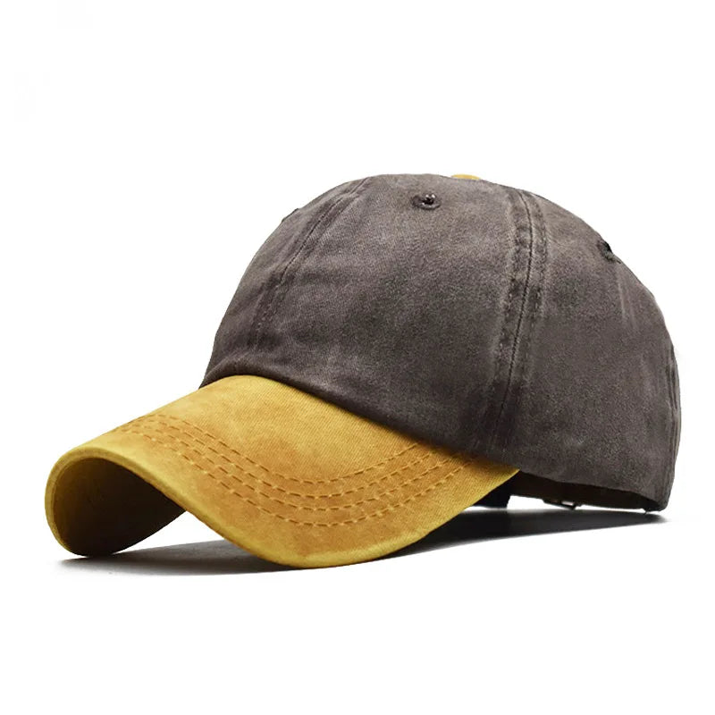 Baseball Snapback Cap – Pure Color Cowboy Hat, Water-Washed Hip Hop Fitted Cap for Men & Women, Spring & Autumn