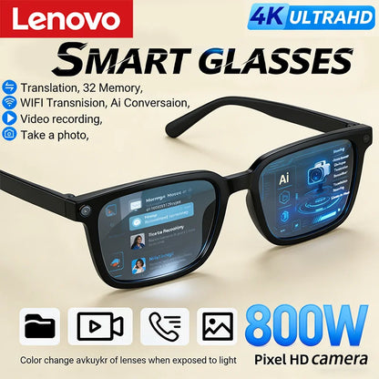 Lenovo AI Smart Glasses - 8MP HD Camera 4K Video Recording AI Translation Bluetooth Music & Smart Sunglasses 2026