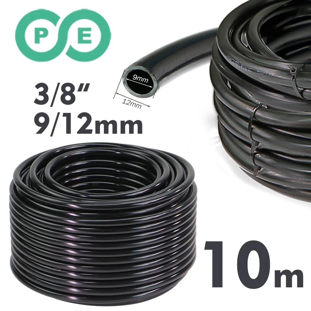 3/8" Misting Cooling System Kit – 360° 0.6mm Nozzle Atomizer with PE Tubing & 80 Mesh Filter for Garden Irrigation Watering