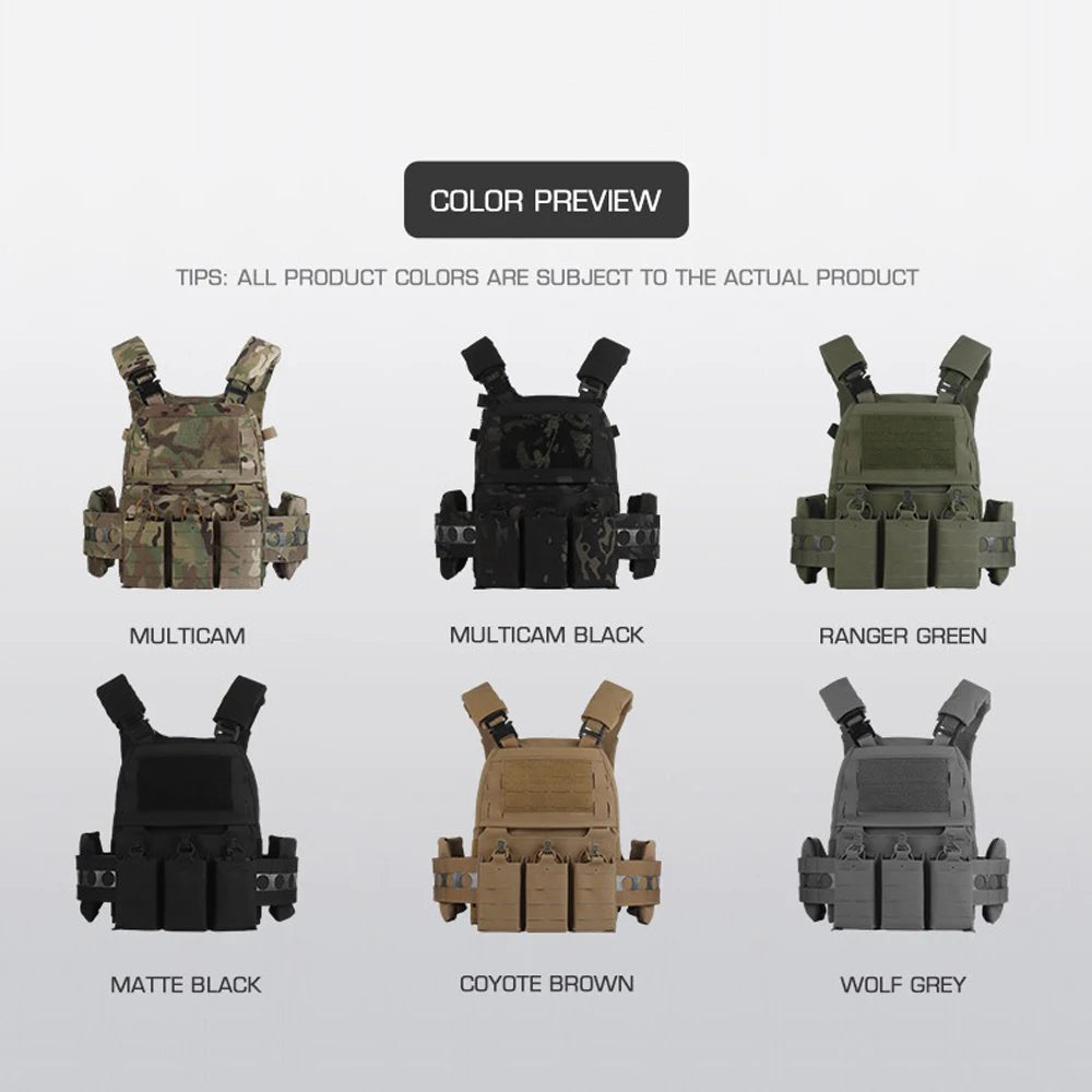 Tactical Vest Ferro Plate Carrier V5 – Military Hunting Airsoft Body Armor with Portable MOLLE System & Triple Magazine Pouch