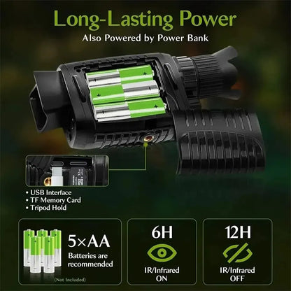 1080P HD Monocular Night Vision Scope – 5X Zoom Infrared Hunting Telescope, 300m Range in Full Darkness