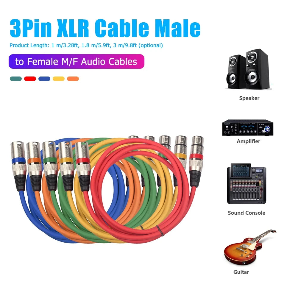 Professional XLR Male to Female Microphone Extension Cable – Balanced 3-Pin Audio Line for Recording, Mixer & Speakers