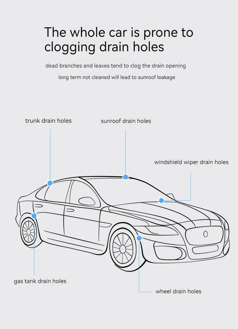 2.3m Car Sewer Unclogger Brush - Long Hose Sunroof Drain Hole Cleaner | Auto Pipe Tool Accessory