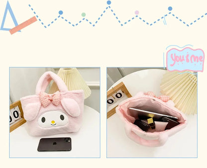 Kawaii Sanrio Kuromi Plush Backpack – Lolita Style Stuffed Animal Doll, My Melody Tote Bag for Women & Girls, Christmas Gift