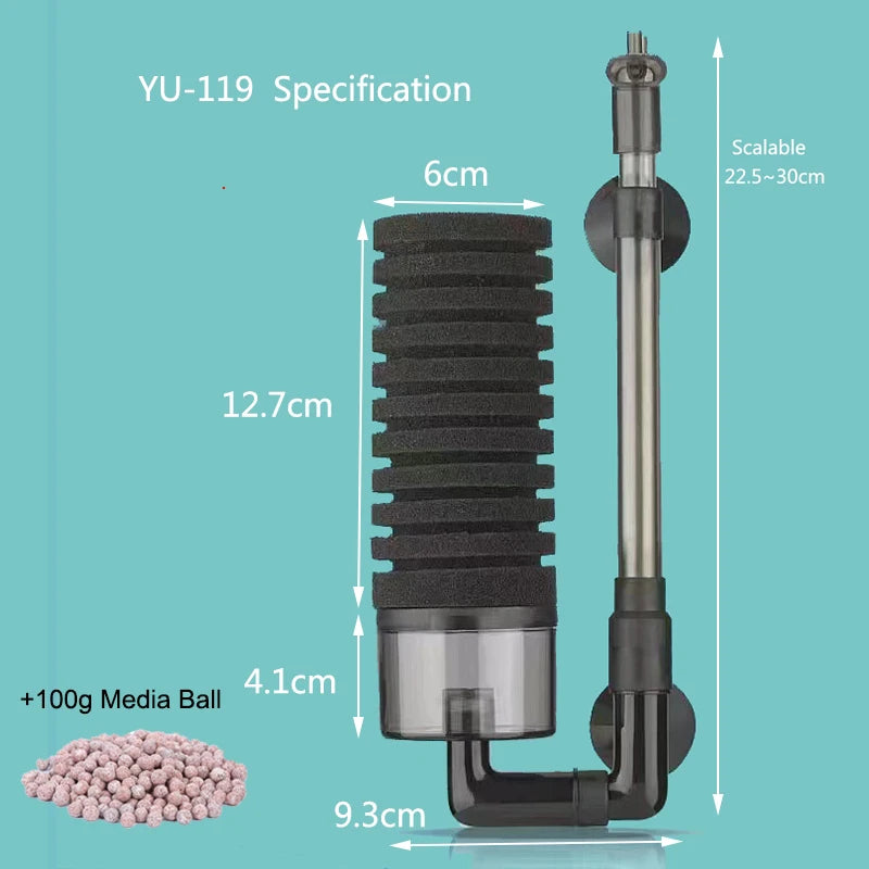 Aquarium Sponge Filter with Air Pump – Bio Skimmer & Biochemical Filter for Fish Tanks