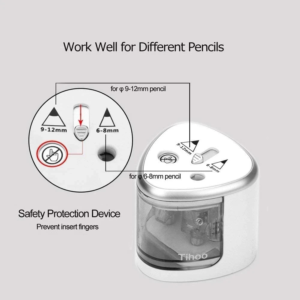 Tenwin Two-Hole Electric Pencil Sharpener – Automatic Switch for Home, Office, School – Stationery Art Supplies