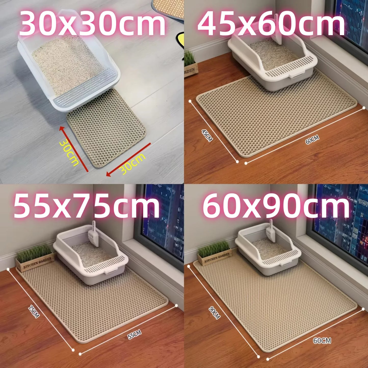 Extra Large Cat Litter Mat – Heavy Duty Waterproof Non-Slip 2-Layer Floor Protector for Pets
