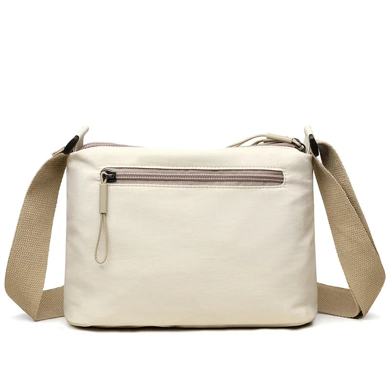 High-Capacity Canvas Crossbody Bag - Multi-Pocket Shoulder Purse for Women and Everyday Shopping