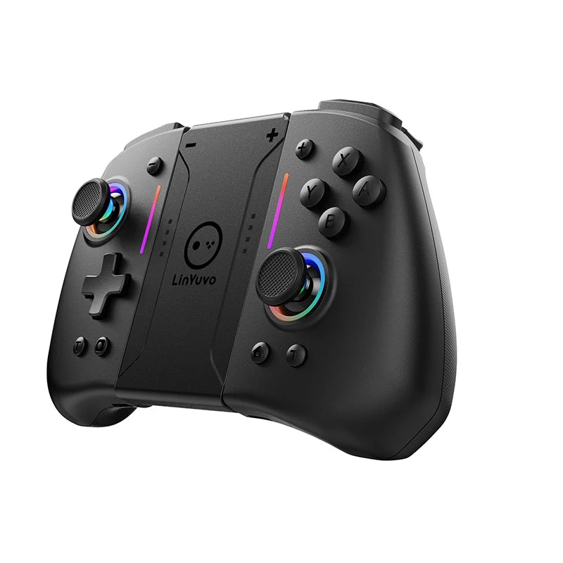 LinYuvo KS42 Meteor Light Wireless Joypad — RGB 8-Color Controller with Programmable Turbo & Vibration for Switch/Lite/OLED