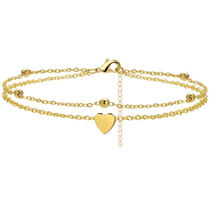 925 Silver Plated CZ Anklet Bracelet – Waterproof Heart Charm Dainty Layered Chain Anklet for Women & Girls Jewelry Gift