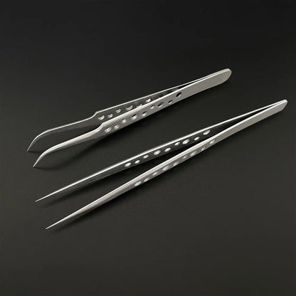 Precision Anti-Static Electronics Tweezers Set – Stainless Steel Curved & Straight Tip Forceps for Phone Repair & Industrial Use