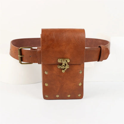 Medieval Steampunk Leather Waist Belt Pouch – Viking Knight Cosplay & Motorcycle Bag