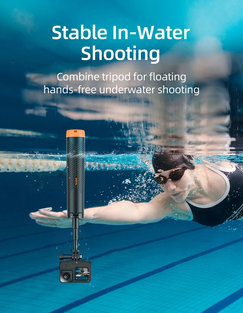 TELESIN Floating Underwater Selfie Stick Tripod – Extendable Buoyancy Pole for GoPro, Insta360, DJI Osmo Action Cameras