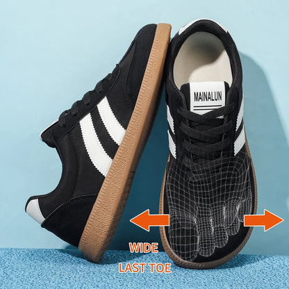 Men’s Wide Width Sneakers - Large Size PU Upper Low-Top Shoes for Work, Travel & Indoor/Outdoor Wear