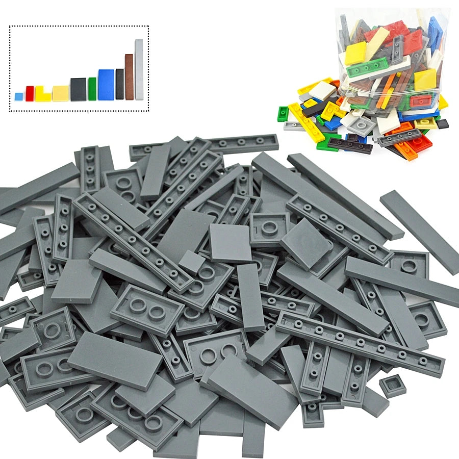150-Piece DIY Building Blocks Set - Multicolor Flat Tile Construction Parts for Creative Educational Play and Crafts