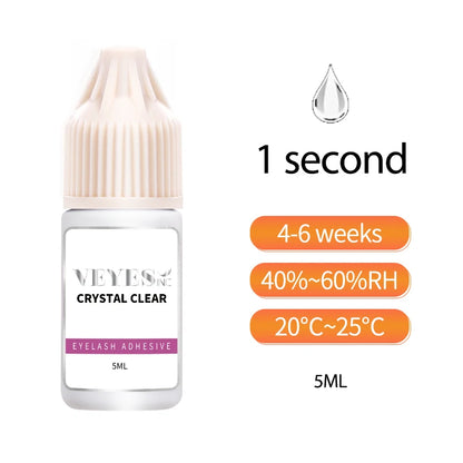 Veyes Inc 5ml Eyelash Extension Glue — Veyelash Fast-Drying Strong Lash Adhesive, 0.5 Sec Dry Time, 7-Week Retention for Volume Lashes