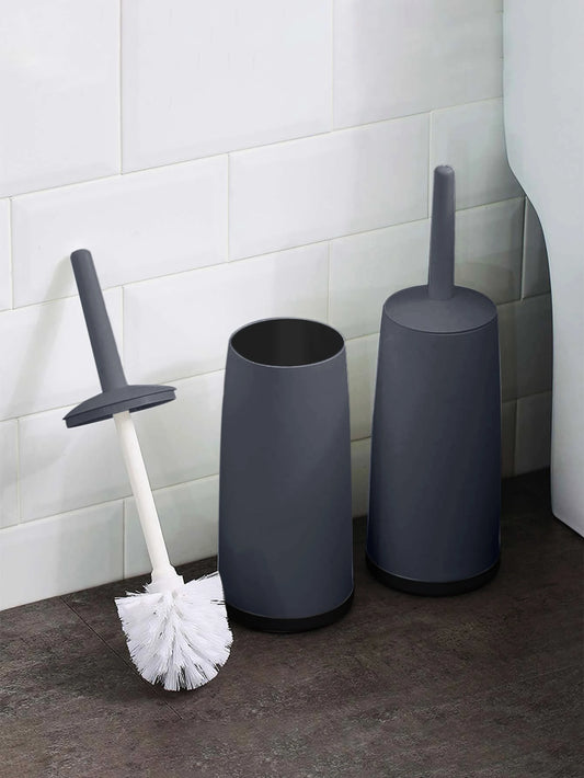 WORTHBUY Toilet Brush Set - Long Handle Bathroom Cleaning Brush with Standing Holder Base for WC Care