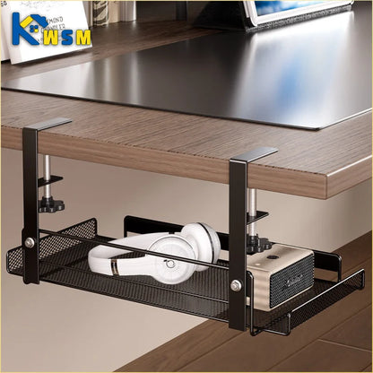 Under Desk Cable Management Tray – No Drill Steel Wire Organizer Rack, Desk Cable Storage Shelf for Clean Office & Home Setup