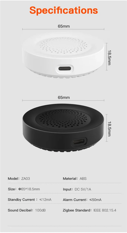 Tuya Zigbee Siren Alarm – 100db Smart Home Security Speaker, Works with Alexa & Yandex Alice, Requires Tuya Zigbee Hub